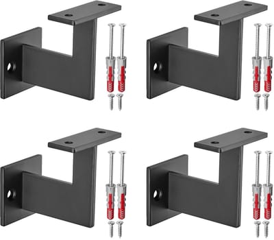 4 x leuningbevestiging, staal, zwart, plat, 90°, 63x81x78 mm