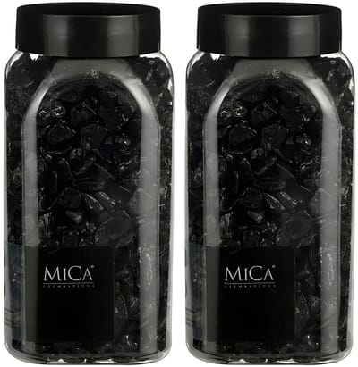 Mica Decorations decoratie steentjes - 2x - zwart - 1 kilo - 650ml - hobby steentjes