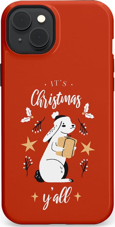 Casetastic hoesje geschikt voor Apple iPhone 15 Plus - MagSafe - Dubbellaagse bescherming - Kerst Konijntje Flappie - Fashion Case - Terracotta