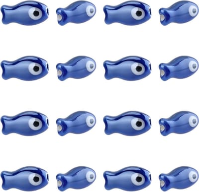 17-delige Evil Eye Porseleinen Keramische Vissen Spacer Kralen voor Sieraden Maken en Creatieve Projecten