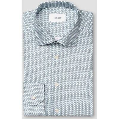 Eton Overhemd Luxury Cotton Signature Twill Allover Mini Parrot Pattern Licht Blauw / male