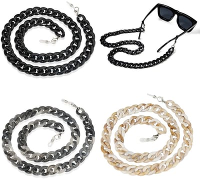 Dailygoods- Brillenketting 3 Stuks - Brilhouder van Acryl - Voor Mannen/Vrouwen - Geschikt voor Zonnebrillen - Lichtgewicht - Duurzaam - Brillenhouder