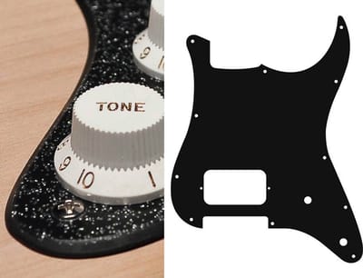 Boston ST-244-SBK pickguard, Stallion, H, 2 pot holes, 2 ply, sparkling black