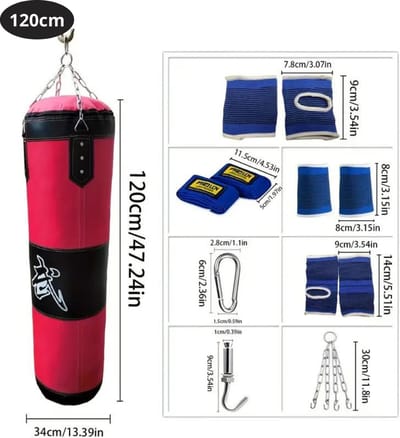 Nivard Bokszak - Bokspaal - Bokszak Ophangsysteem - Volwassenen - Kickboks Zak - Stootzak - Punching Bag - Boxzak - Sport - (Niet Gevuld) - 120 cm - Rood