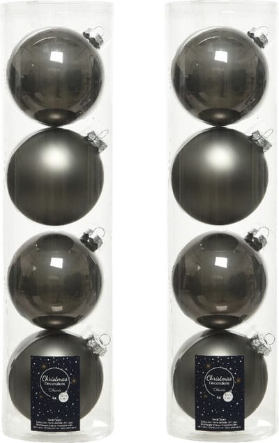 Decoris kerstballen - 8x st - antraciet grijs - D10 cm - glas - kerstversiering