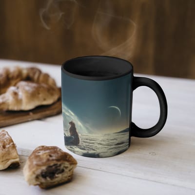 Magische Mok - Foto op Warmte Mokken - Koffiemok - Astronaut - Kat - Glas - Stoel - Magic Mok - Beker - 350 ML - Theemok