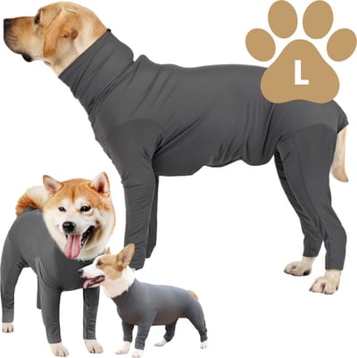 Dogs&Co® Medisch Bodysuit Maat L - Operatie jumpsuit Grijs - Operatiepak voor de hond grijs