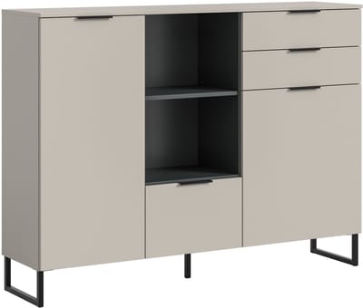 xonox.home Noida hoogkast B/H/D: 112x150x37 cm in kasjmierlook en zwart