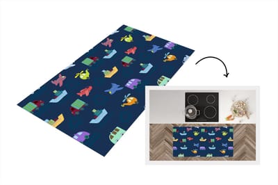 Keukenloper - Loper keuken - Patronen - Vliegtuig - Boot - Vrachtwagen - 120x60 cm - Keukenloper vinyl