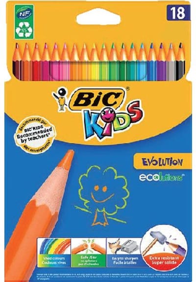 Kleurpotloden BicKids Evolution ecolutions ass blister à 18st | 24 stuks