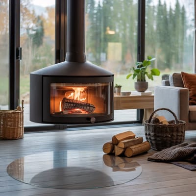 Coloray Vloerplaat Houtkachel - Transparant Plaat voor Onder Houtkachel - 90 cm x 90 cm - Transparant Open Haard Accessoires - Transparant Vloerplaat Kachel - Ronde Vloerplaat Kachel - Transparant Verwarmingsaccessoires