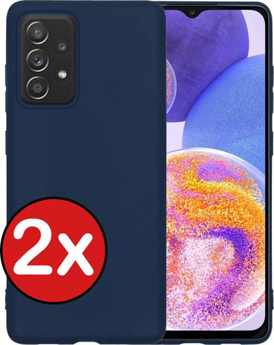 Hoesje - 2 Stuks - Geschikt voor Samsung Galaxy A23 - Sterk & Shockproof - Telefoonhoes - Back Cover - Case Siliconen - Telefoon Hoes - Donkerblauw