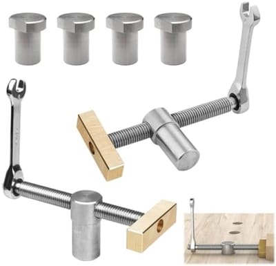 2 stuks houtbewerking bankhaken 20 mm, tafelwerkbankklem, houder werkbankklem, roestvrij stalen tafel schaafbank stopbank, hondenklem, houder klem 20 mm voor schaafbank (zilver) - PolkaHome
