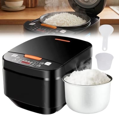 Rijstkoker - Rijstkoker Multicooker - Slimme Rijstkoker - Antiaanbaklaag aan de Binnenkant - Warmhoudfunctie - 4 tot 5 Personen - 5L - Zwart