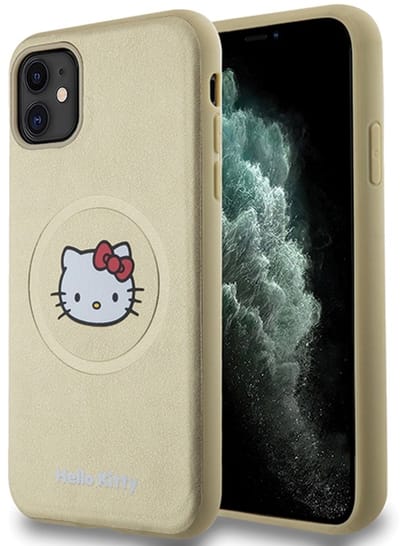 Hello Kitty - iPhone 11 Hoesje - Goud - Hello Kitty Motief - Lederen Materiaal - Compatibel met MagSafe