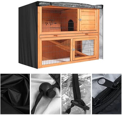 ONF3 - Hutch Cover - Pluimveekooi Bescherming - Dubbellaags - Zwart - Waterdicht en Winddicht - Geschikt voor Rebbit-Huizen - Inclusief Bevestig...