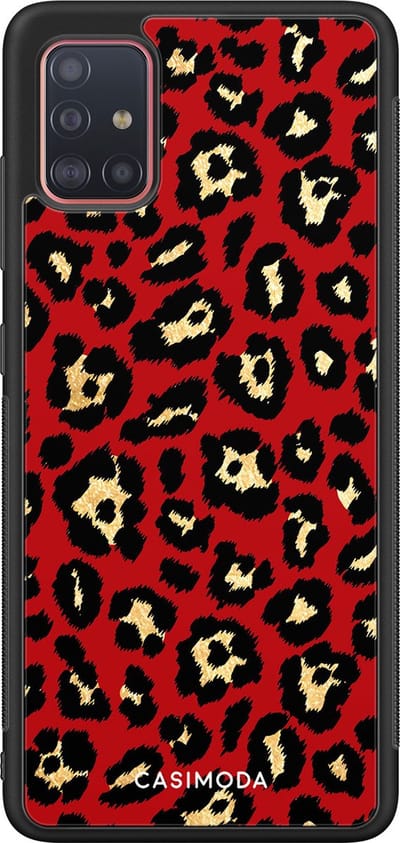 Casimoda® hoesje - Geschikt voor Samsung Galaxy A51 - Luipaard Rood - Zwart TPU Backcover - Luipaardprint - Rood