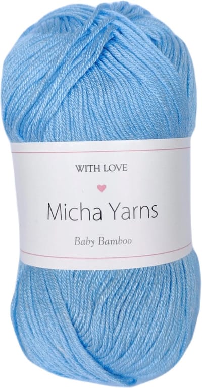 5 bollen - 70% bamboe 30% katoen haakgaren - 5 x 50gram - 185meter - Baby Blauw (010) - Micha Yarns