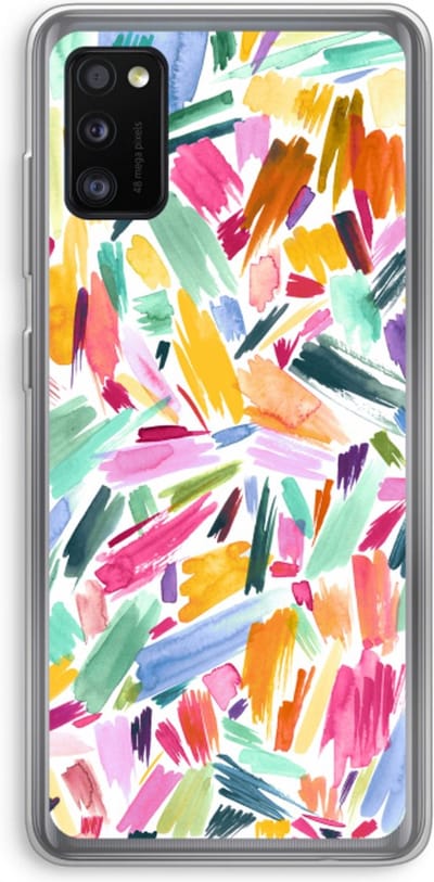 Case Company® - Hoesje geschikt voor Samsung Galaxy A41 hoesje - Watercolor Brushstrokes - Soft Cover Telefoonhoesje - Bescherming aan alle Kanten en Schermrand