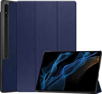 Hoes Geschikt voor Samsung Galaxy Tab S10 Ultra Hoes Luxe Hoesje Case Met Uitsparing Geschikt voor S Pen - Hoesje Geschikt voor Samsung Tab S10 Ultra Hoes Cover - Donkerblauw
