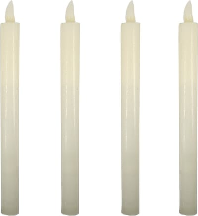 Cepewa Led dinerkaarsen - 4x stuks - LED-verlichting met timer - wit - 25 cm - op batterijen