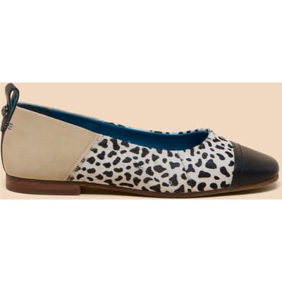 White Stuff Loral Leather Ballet Pump Natural Multi Maat: 3 | Ballerina's Outlet | Dames | Zwart