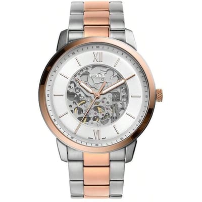 Montre Automatique Fossil Neutra Fashion pour Homme Cadran Rond et Bracelet en Cuir Montre Décontractée Convient pour un Usage Quotidien et d'Affaires Cadeau Idéal pour Homme ME3196 blanc