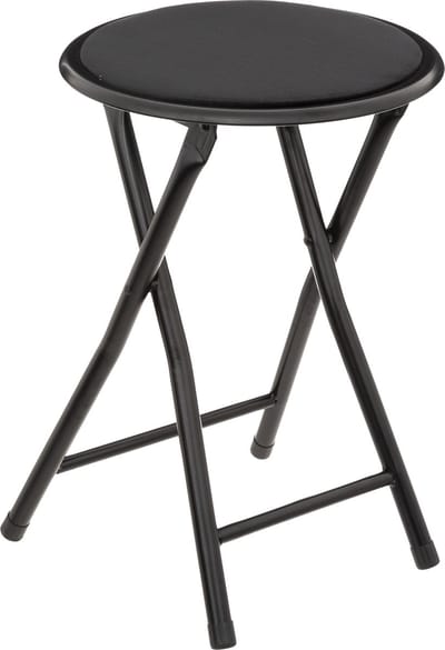 5Five Bijzet krukje/stoel - Opvouwbaar - zwart fluweel - 29 x 45 cm