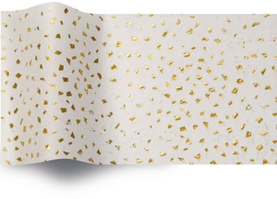 Vloeipapier 50x76cm Wit met gouden reflections - Wit Zijdepapier - 200 vellen