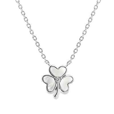 Juwelier Zwartevalk - Zilveren (gerhodineerd) klavertje ketting met parelmoer - 25.298-P