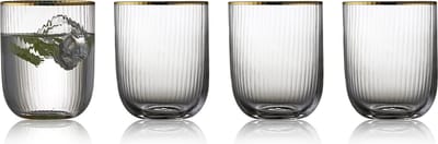 Lyngby Glas Palermo Gold waterglazen - 350 ml - set van 4 - drinkglazen set, cocktailglazen