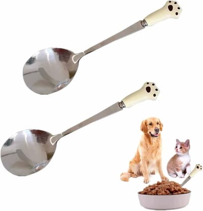 Set van 2 Rvs Hondenlepels en Kattenlepels - Schattige Voedingslepels voor Huisdieren, Duurzaam en Handig