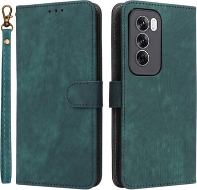 Coverup Hoesje - Geschikt voor OPPO Reno12 Hoesje - Coverup Book Case met Koord - Groen