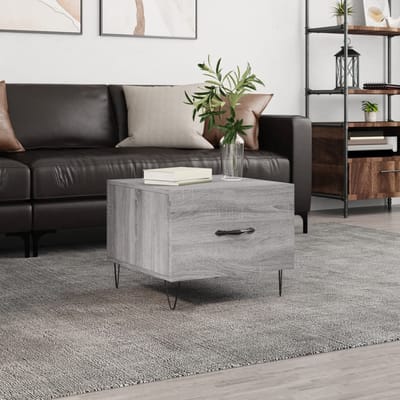 vidaXL - Salontafel - 50x50x40 - cm - bewerkt - hout - grijs - sonoma - eiken