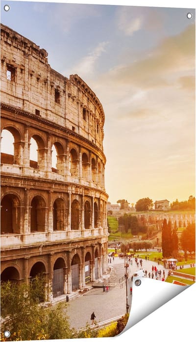 Gards Tuinposter Colosseum bij Zonsondergang in Ital�e - 60x90 cm - Tuindoek - Tuindecoratie - Wanddecoratie buiten - Tuinschilderij
