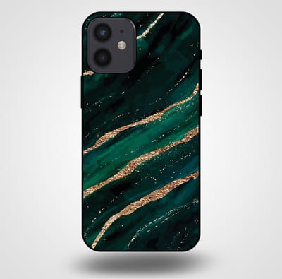 Smartphonica Telefoonhoesje voor iPhone 12 Mini met marmer opdruk - TPU backcover case marble design - Groen Goud geschikt voor iPhone 12 Mini