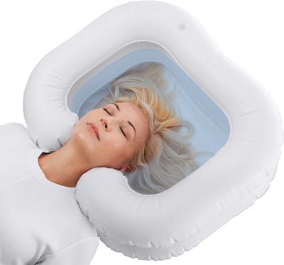 Dutchblue.com Opblaasbare Wasbak incl. afvoerslang - Wasbak voor bed - Opblaasbare Haarwasbak - Wit - Mobiele wastafel - Wasbak voor thuis - Mobiele wasbak - Opvouwbare haar wasbak - Voor Thuis - Opvouwbare wastafel - Thuis haar wassen