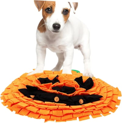 Snuffelmat Honden - Voermat Verrijking - Mentale Stimulatie - Pompoen Vorm - 33 x 25.5 cm - Oranje