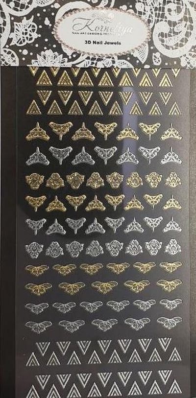 Nail Art Stickers - Nagel Stickers - Korneliya 3D Nail Jewels XL - XL07 Triangle Barock