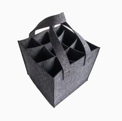 Vilt Flessentas 9 Vaks – Flessendrager voor 9 Flessen – Herbruikbare Draagtas met Handvat – Wijn, Bier, Frisdrank en Waterflessen – Grijs - FSW-Products