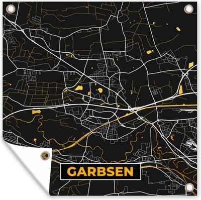 Tuin poster Stadskaart – Kaart – Garbsen – Gold – Duitsland – Plattegrond - 200x200 cm - Tuindoek