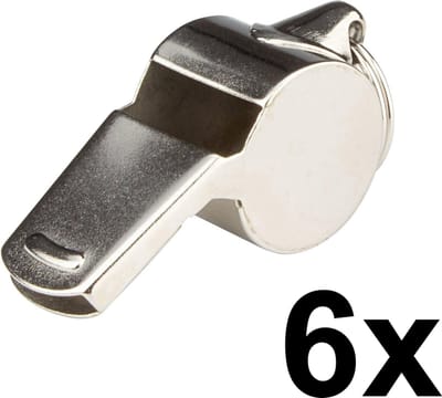 6x Zilveren Fluit Scheidsrechter Metaal