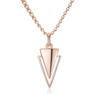 Colliers pendentifs brillants mode pour femmes Pendentif triangle simple Or Rose Bijoux fins quotidiens de haute qualité beige