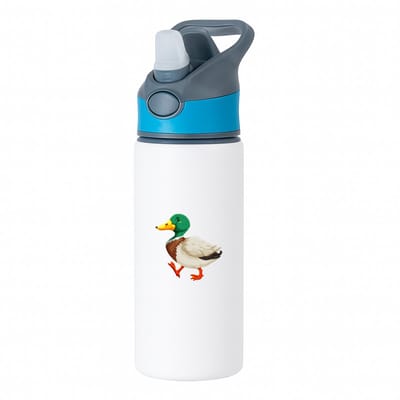 Hacebo® - Eenden waterfles met rietje blauw - Eend - Dieren liefhebbers - Vogels - dieren - kinderboerderij - water fles - 650ML