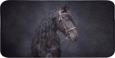 WC mat 120x60 cm - Antislip - Portret - Paard - Donker - Toiletmat - Vloermat - Douchemat - Toilet tapijt - Toiletmatten