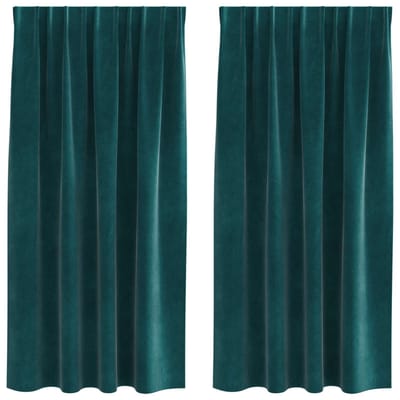 vidaXL - Zwarte - Gordijnen - met - Bovenband - 2 - stuks - Donkergroen - Velours