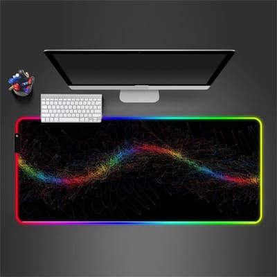 RGB Muismat - Verlichte Pad - Gaming Bureau - 14 Verlichtingsmodi - 80x30cm - Abstract Lijn