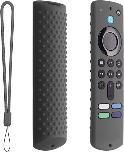 Zachte silicone afstandsbediening hoes, antislip beschermhoes voor Fire TV Stick met lanyard, ideaal voor bescherming en grip (Grijs)