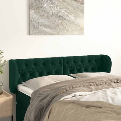 vidaXL - Hoofdbord - met - randen - 163x23x78/88 - cm - fluweel - donkergroen