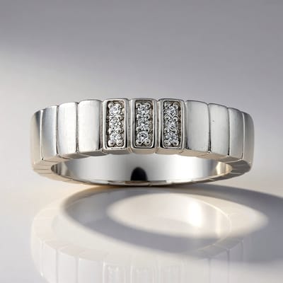 Cavill - Zilveren ring met 9 Cambodjaanse zirkonen 0 086 ct - 925 Sterling zilver geplatineerd - Elegante dames ring pavé geslepen rond